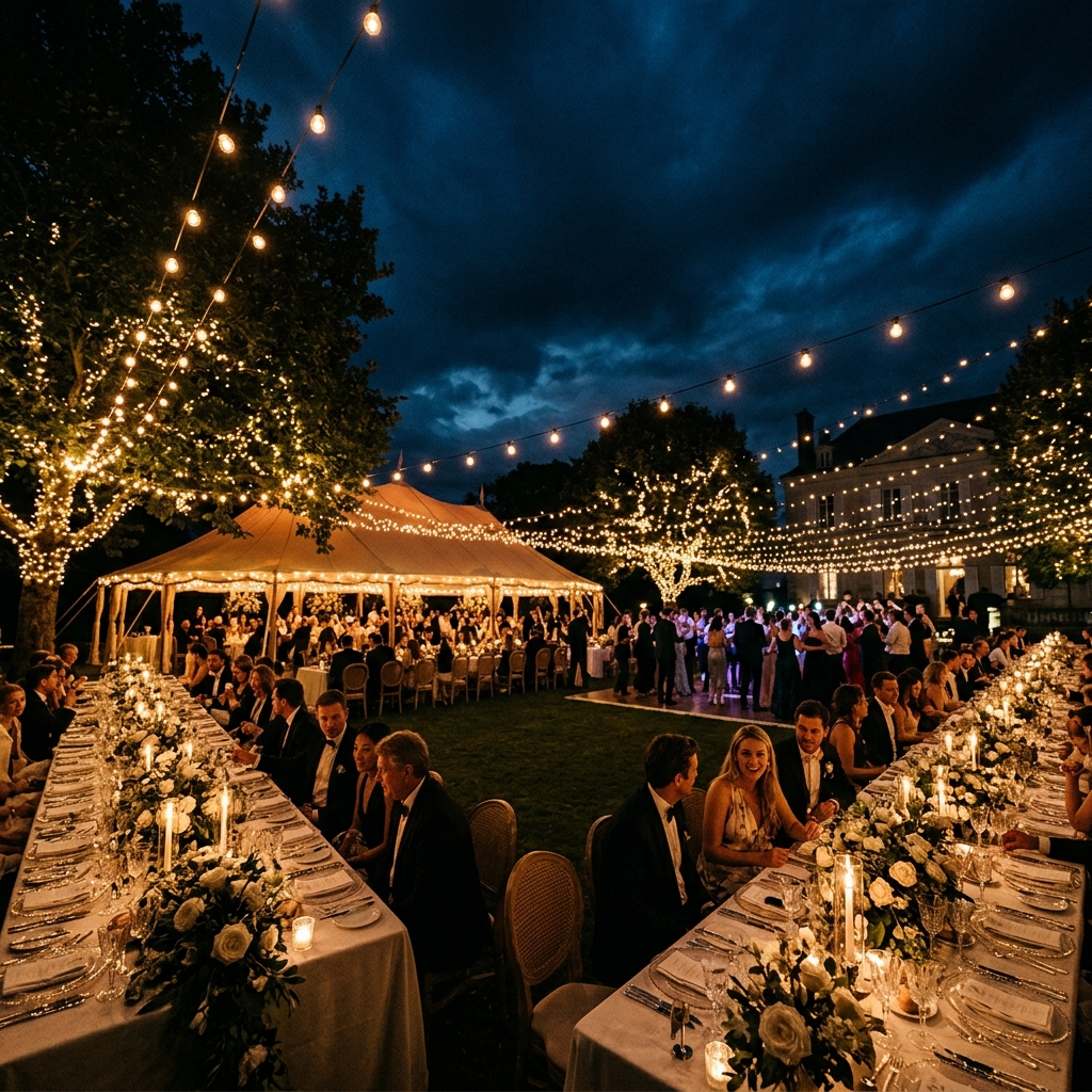 Elegant outdoor night wedding